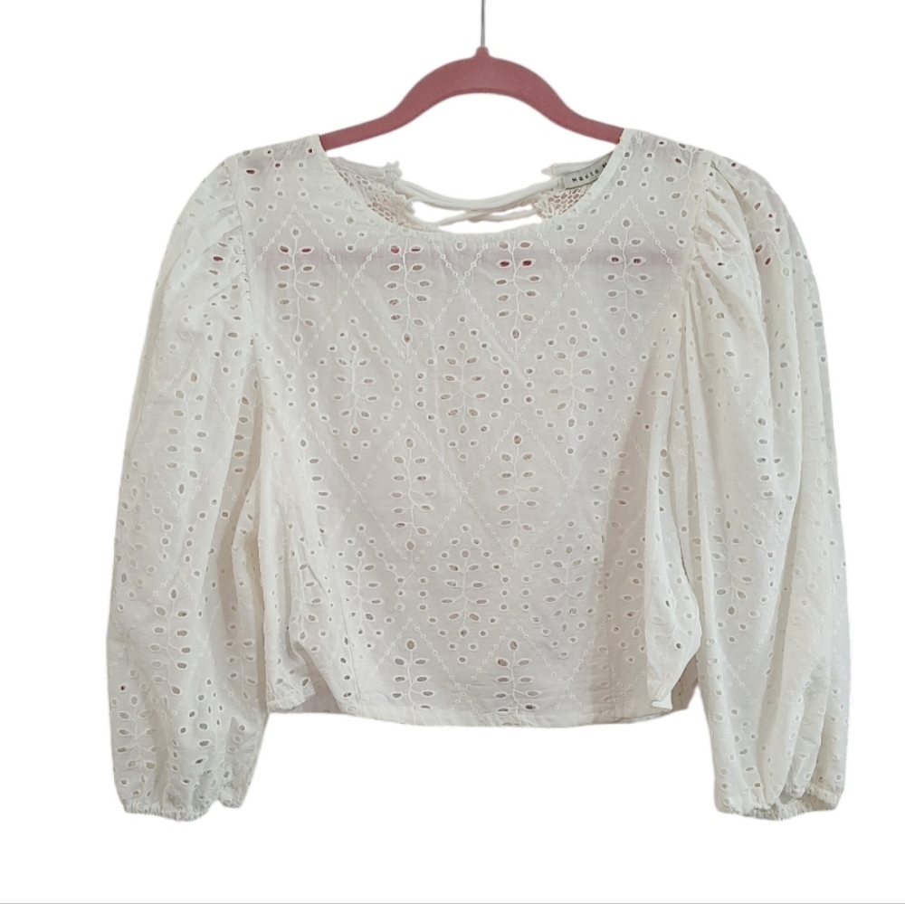 Haute Monde White Eyelet Crop Top